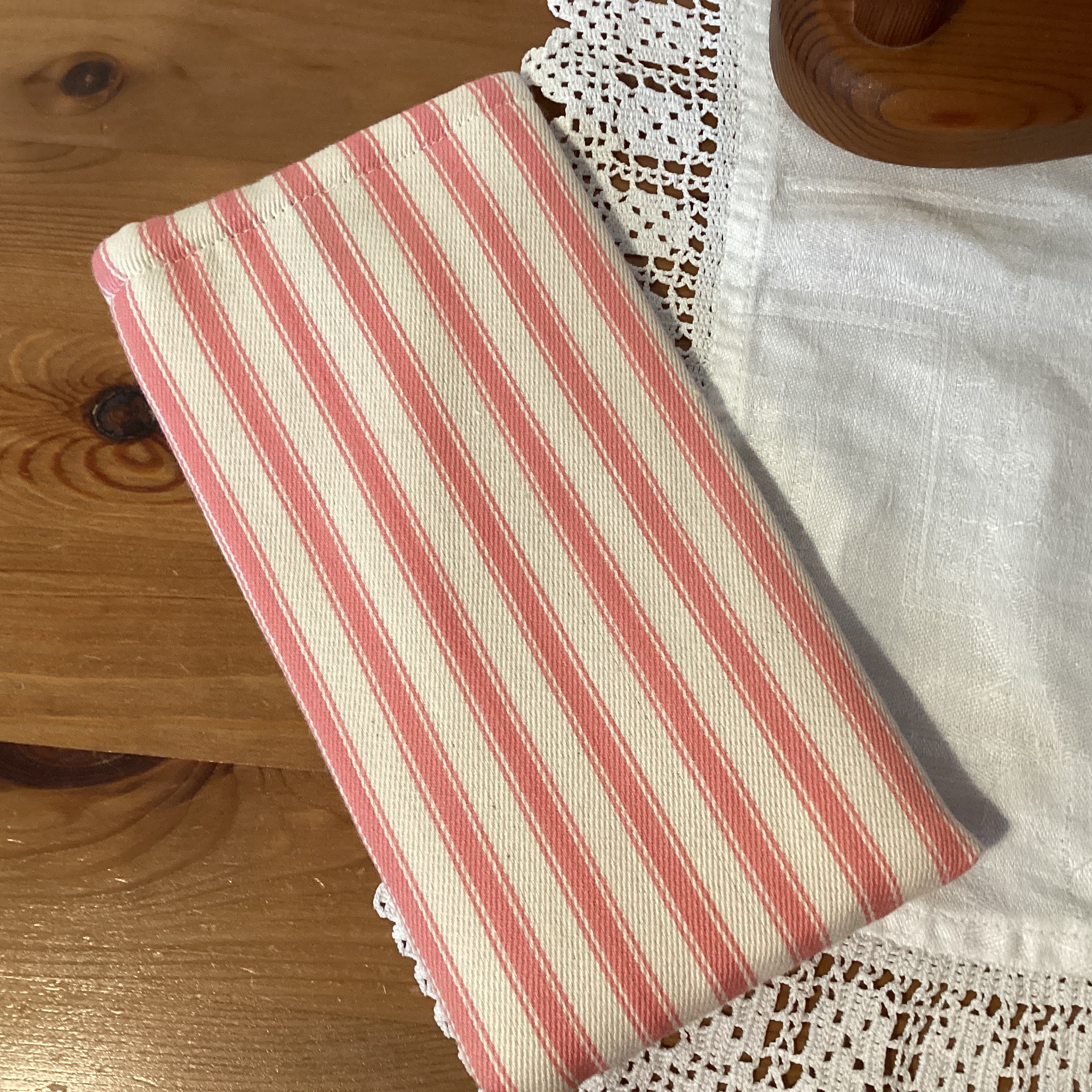 Glasses Case - pink and beige stripe