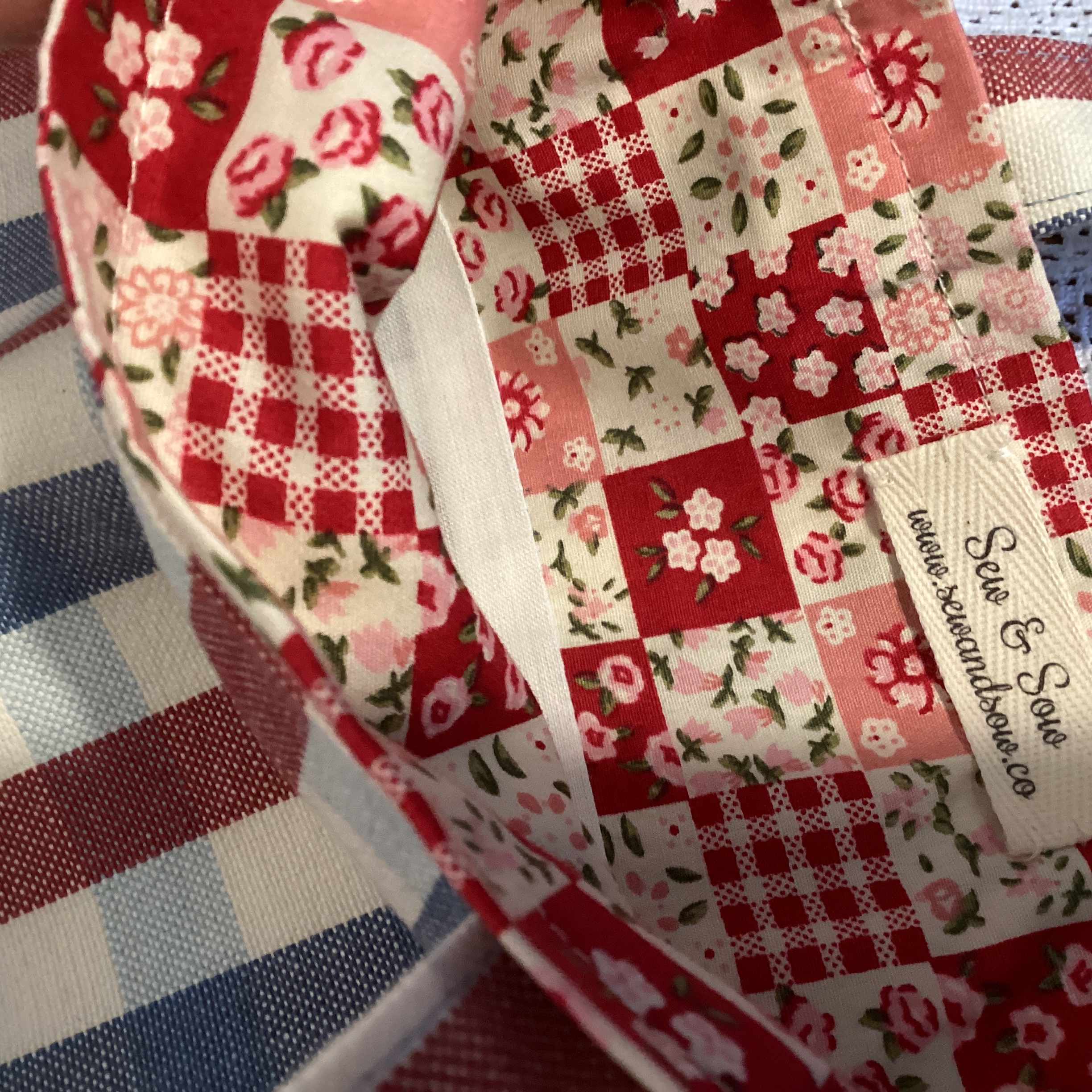 Small Tote Bag - red and blue check