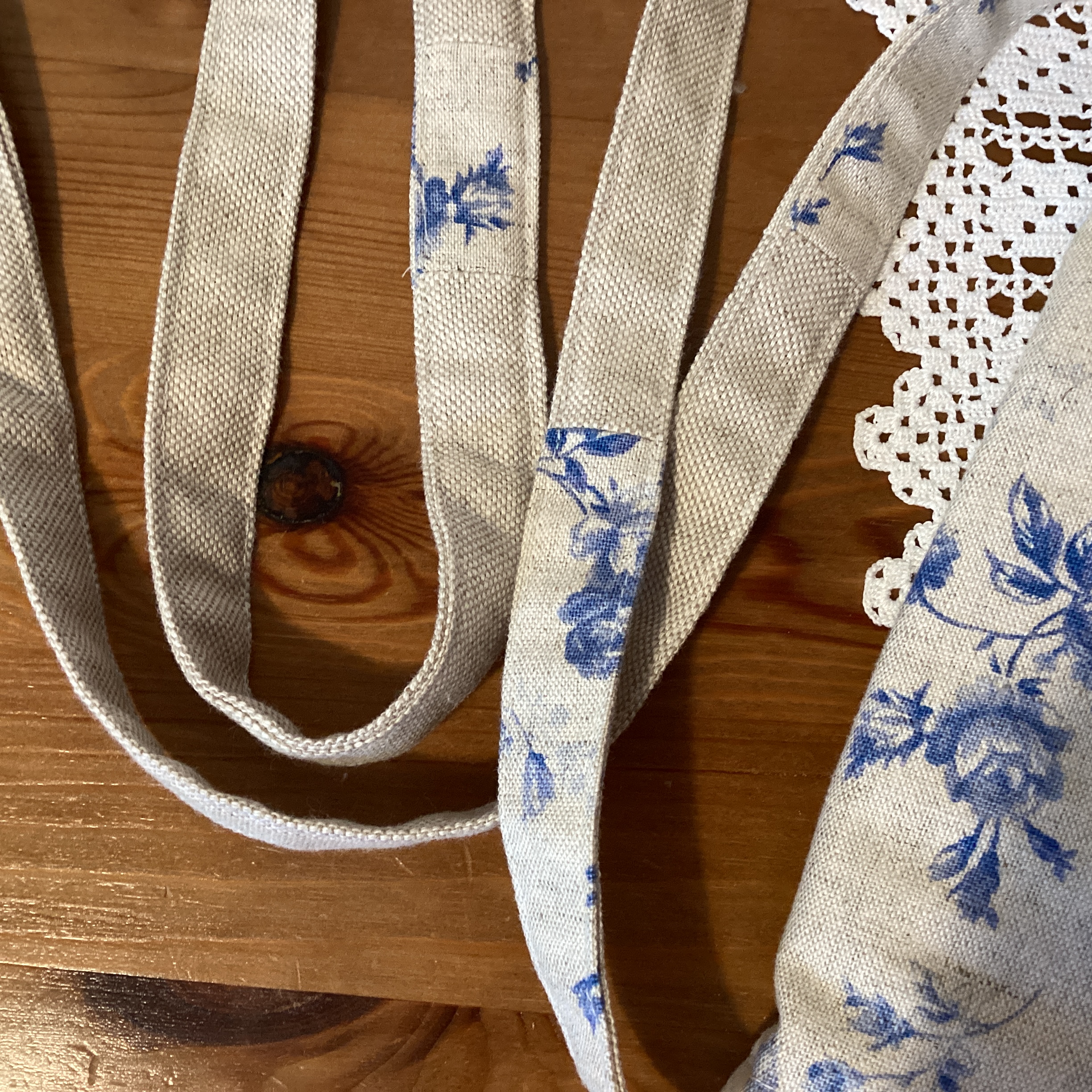 Cross Body Bag - blue floral linen