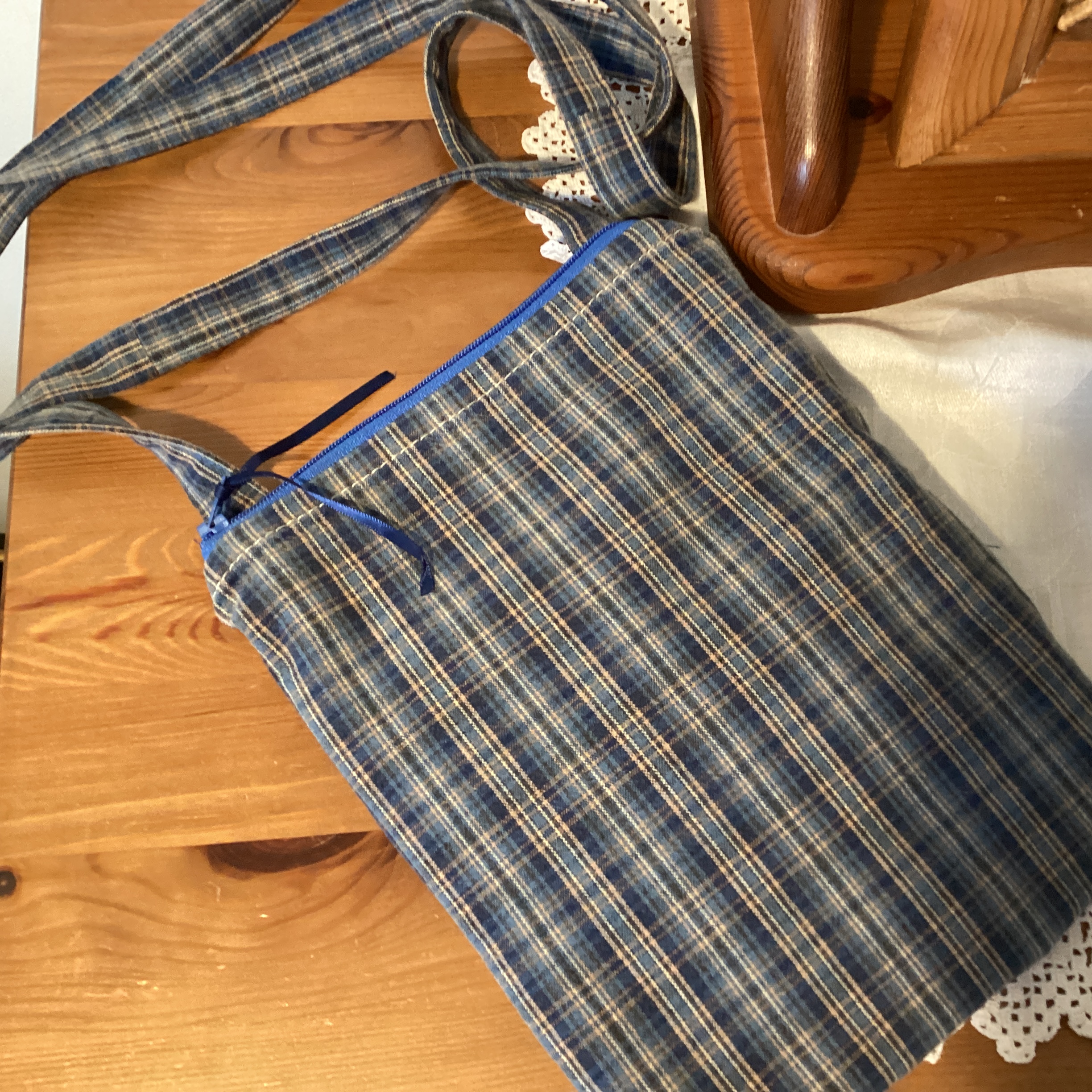 Cross Body Bag - blue check