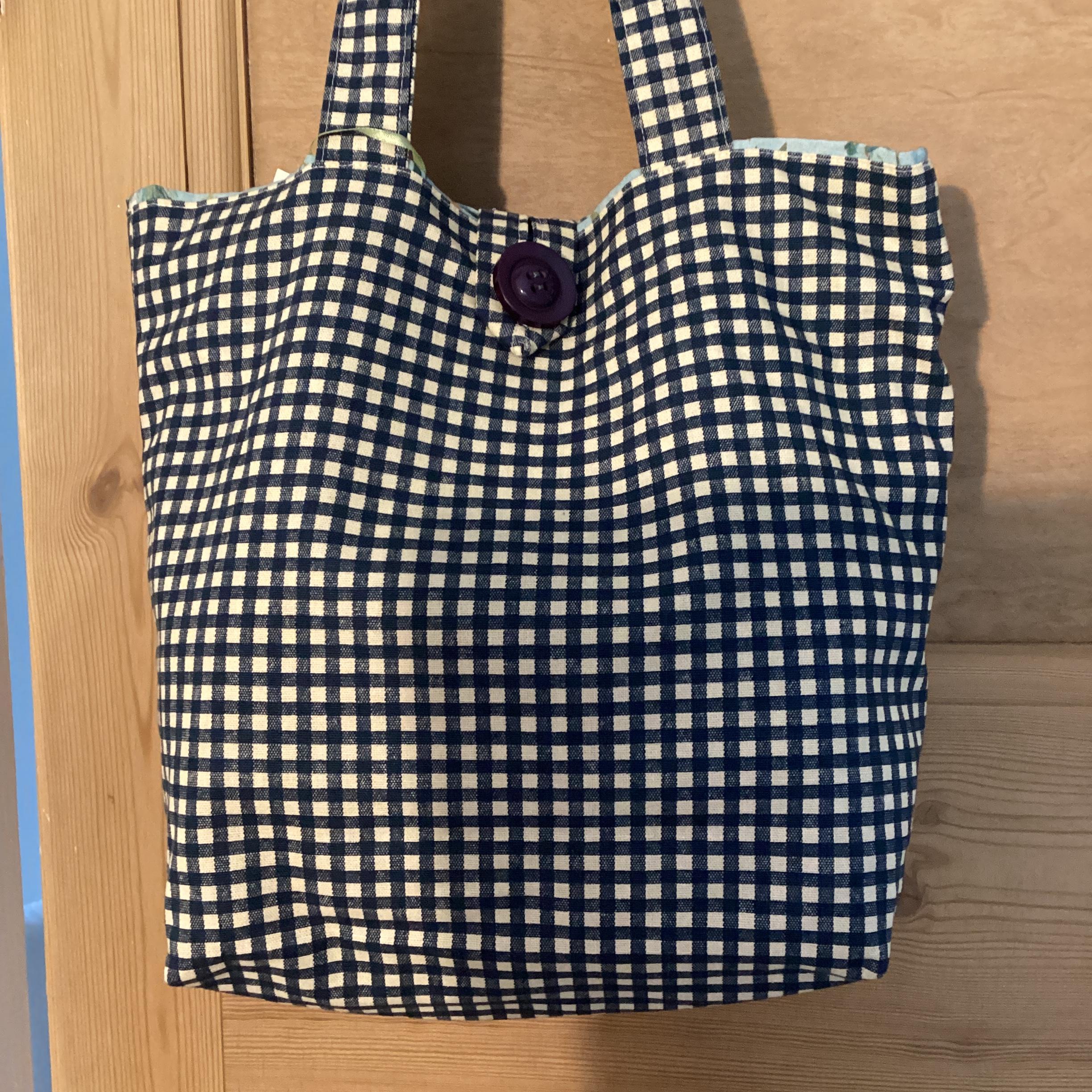 Tote Bag - blue and white check