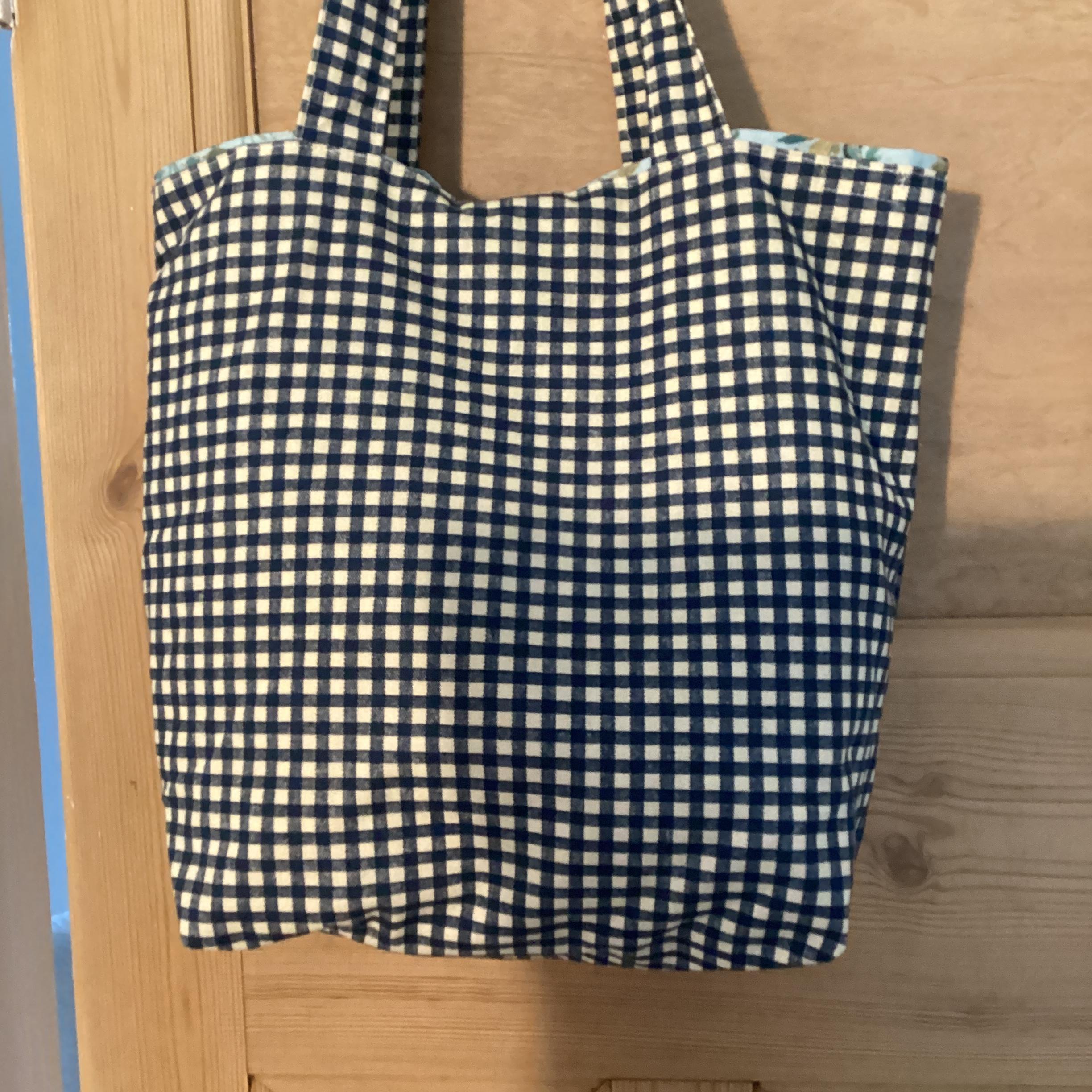 Tote Bag - blue and white check