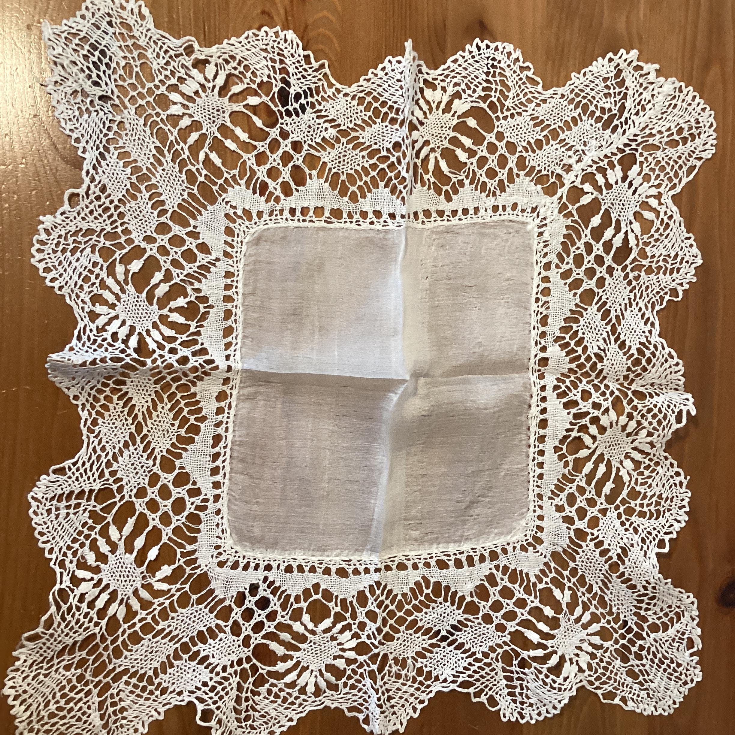 Vintage Handkerchief - silk square with wide border