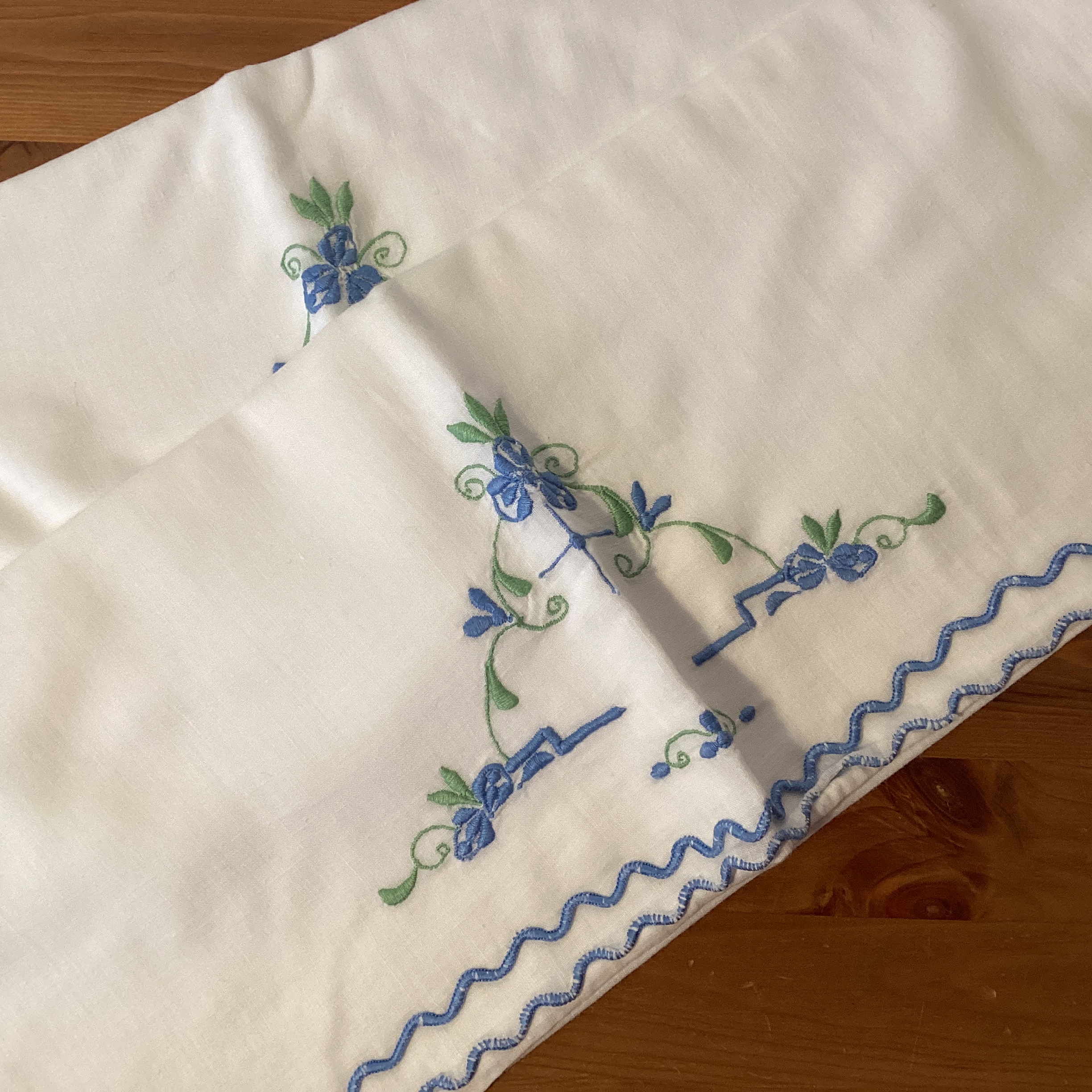 Vintage Pillowcases - blue embroidery