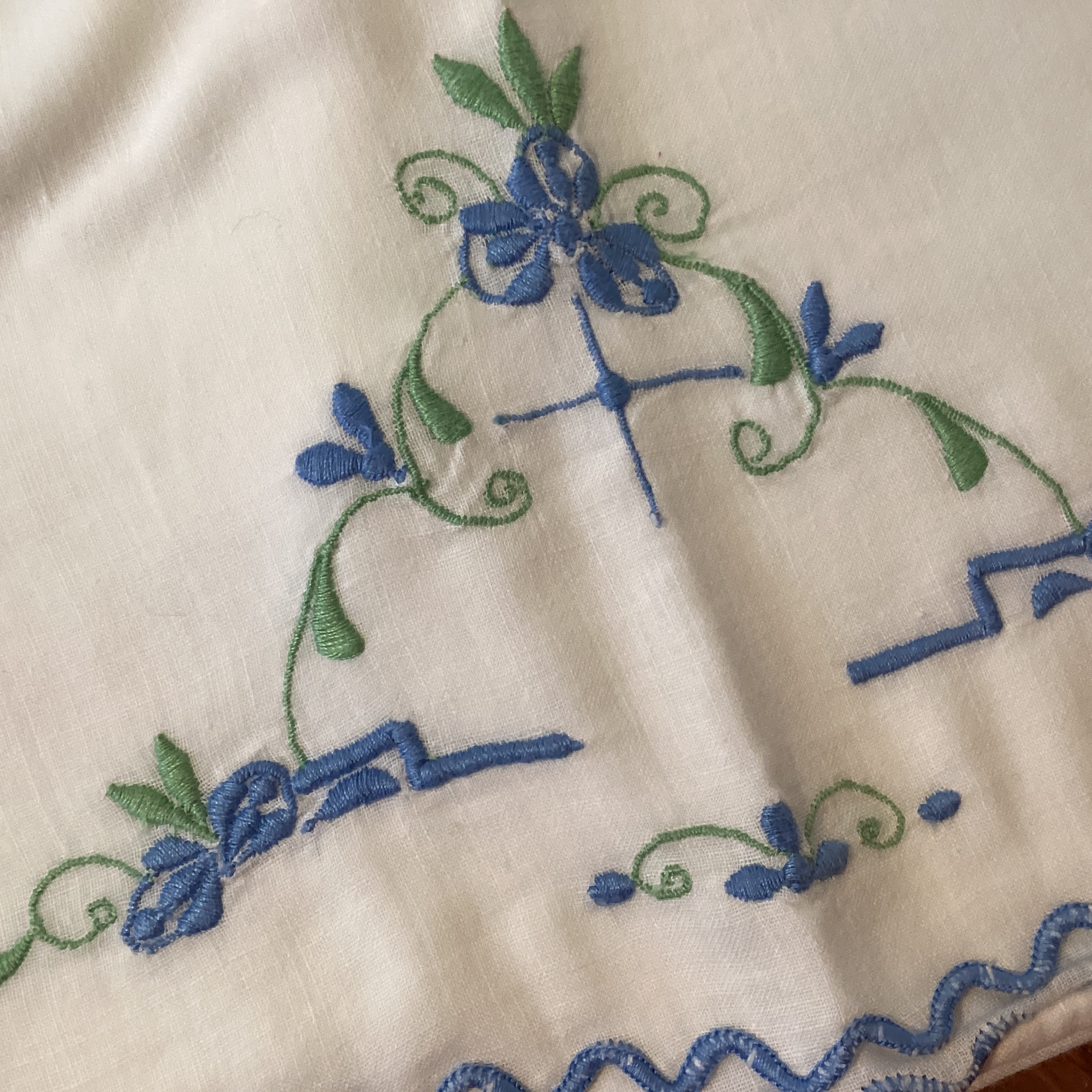 Vintage Pillowcases - blue embroidery